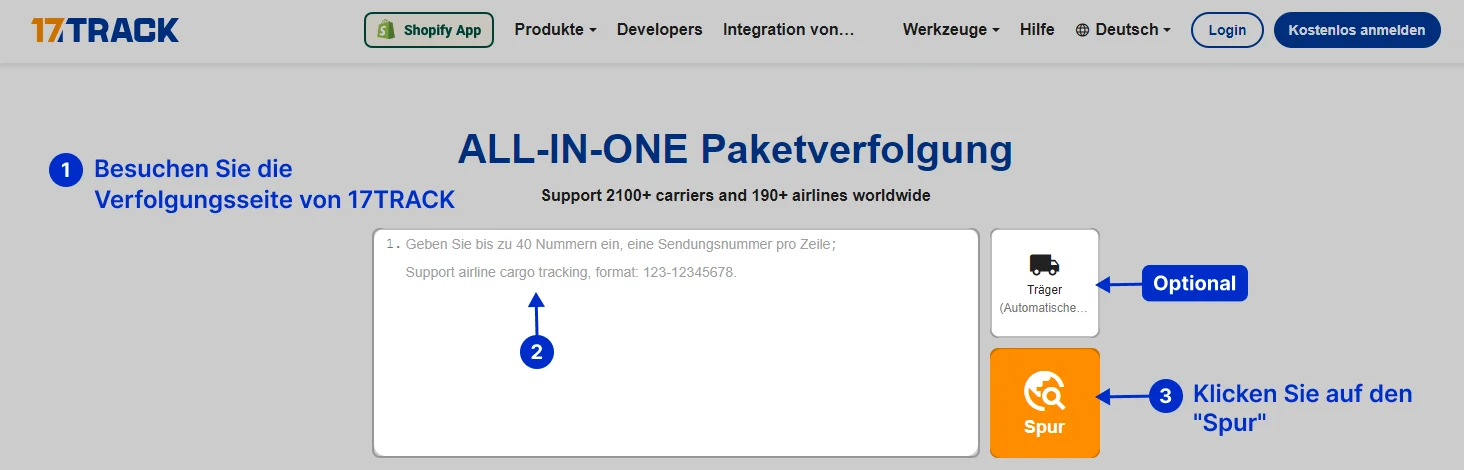 Nexive Verfolgung. Erfahren Sie, wie Sie Pakete auf 17TRACK verfolgen. Geben Sie Ihre Nexive Sendungsnummer auf der offiziellen Website von 17TRACK ein.