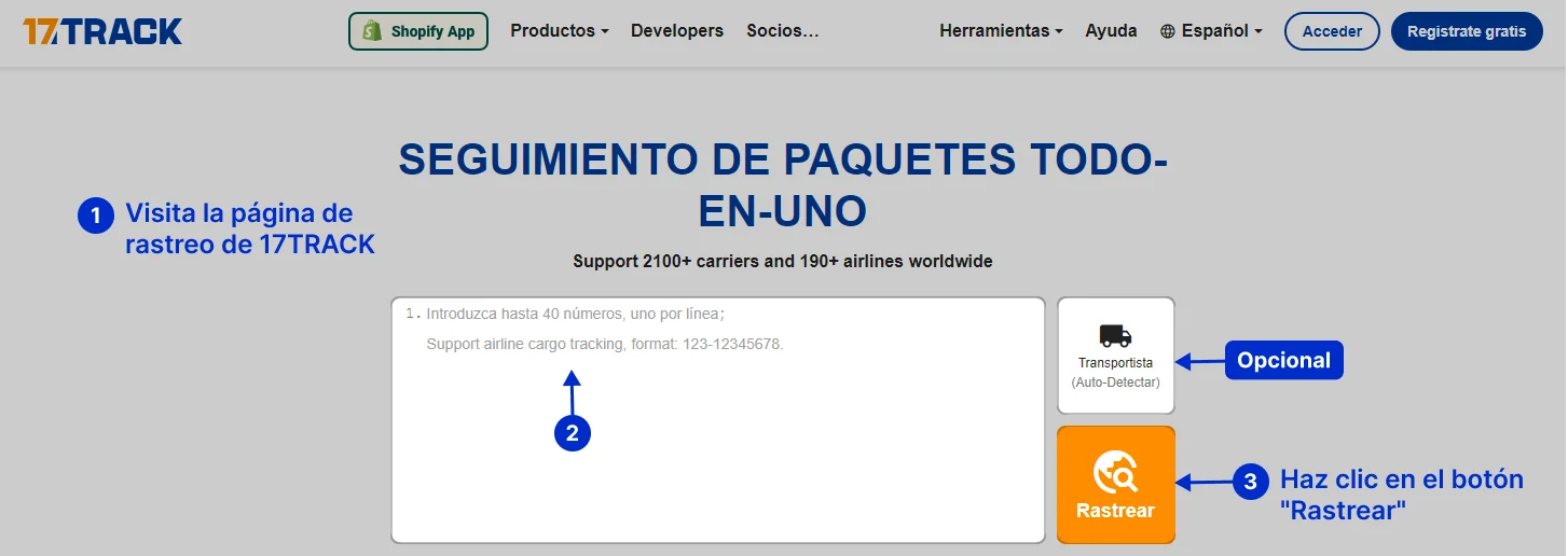 Rastreo de Paquetes de Shopee. Aprende a rastrear paquetes en 17TRACK. Ingresa tu número de seguimiento de Shopee en el sitio oficial de 17TRACK.