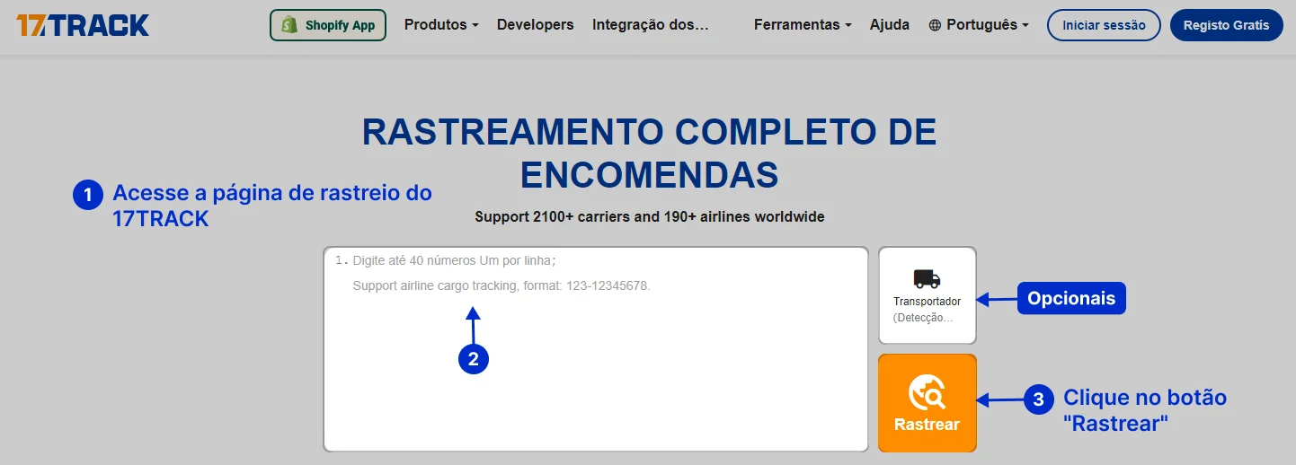 Rastreamento da empresa Shopee. Aprenda como rastrear pacotes no 17TRACK. Insira o seu número de rastreamento Shopee no site oficial do 17TRACK.